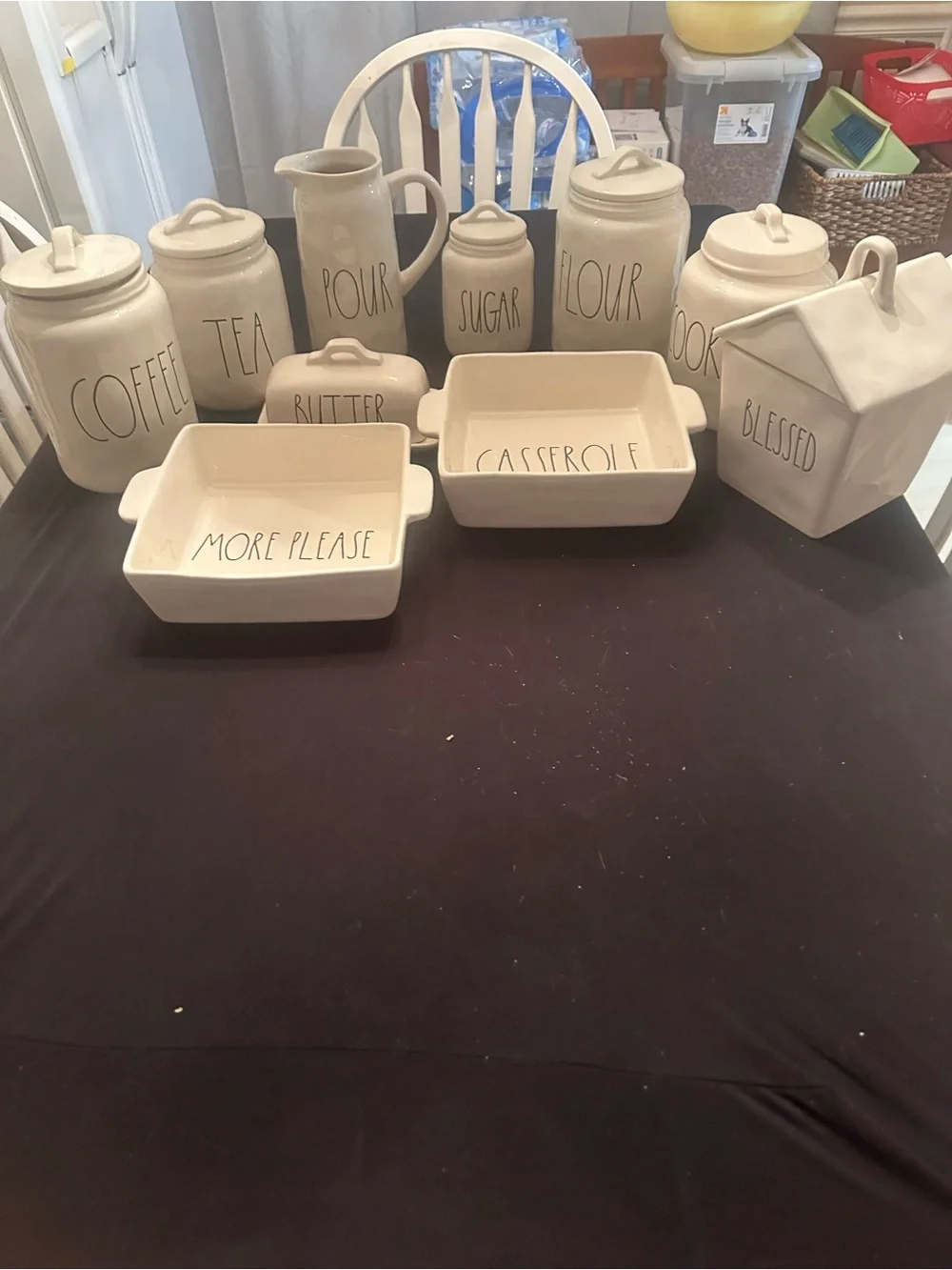Rae Dunn Cream Ceramic Kitchen Canister and Bakeware Set